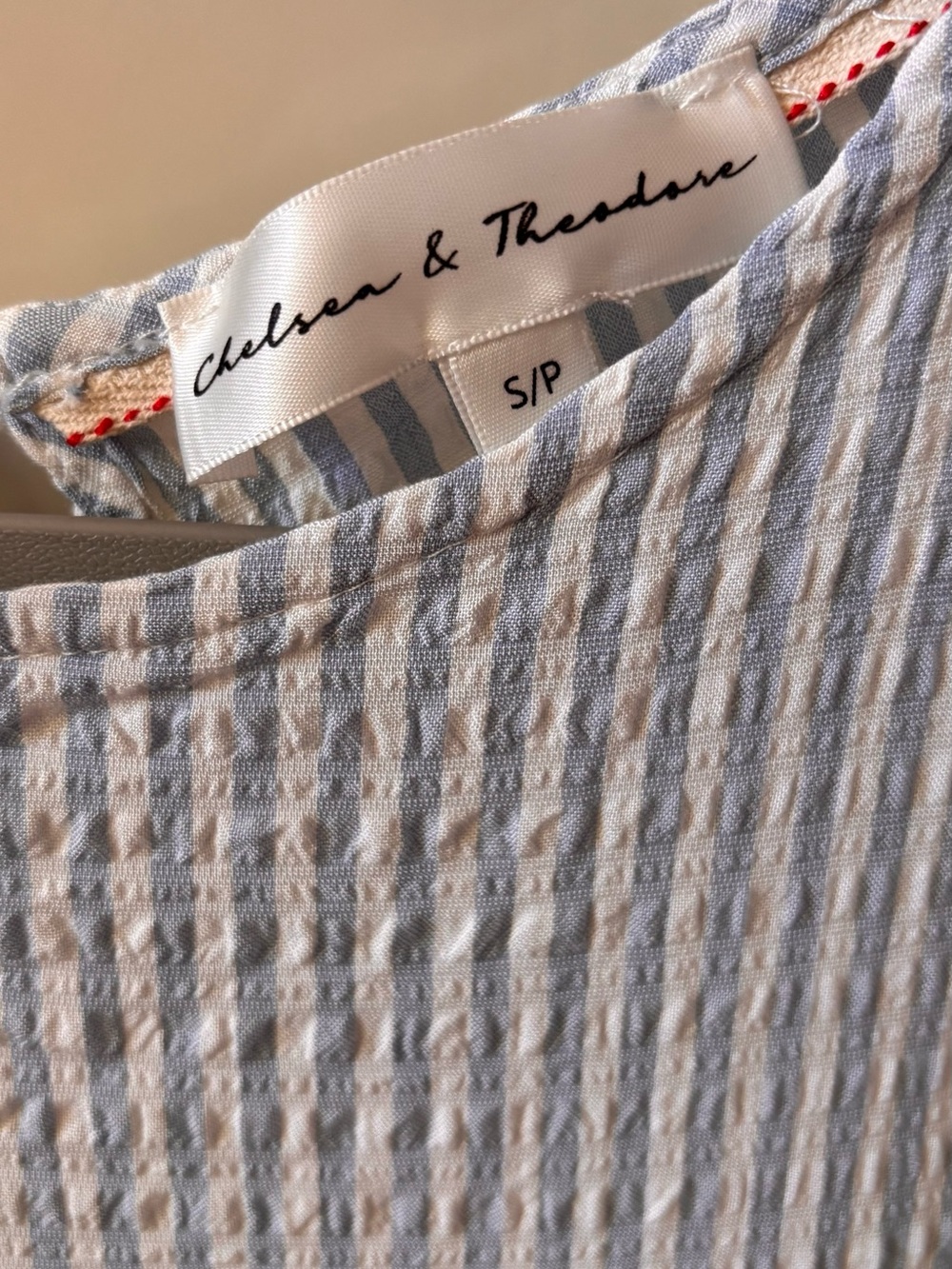 Light Blue Striped Ruffle Sleeve Top - Picture 4 of 4